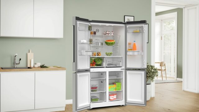 Bosch Serie 4 KFN96VPEA side-by-side refrigerator Freestanding 605 L E Stainless steel - imagine 9
