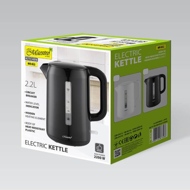 Maestro MR-022 electric kettle 2.2 L 2200 W (MR-022-BLACK) Black - imagine 4