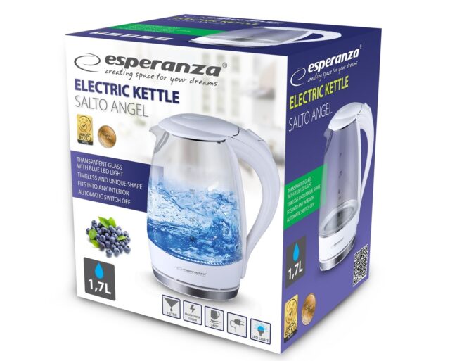 Esperanza EKK011W Electric kettle 1.7 L White  Multicolor 2200 W - imagine 3