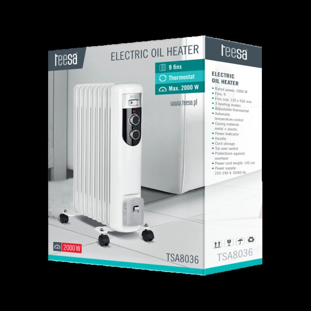 Teesa TSA8036 Electric Oil Heater White 2000 W - imagine 3