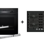 Zestaw piekarnik BOSCH HBA514BB3 + prowadnice teleskopowe BOSCH HEZ538000 + płyta gazowa BOSCH PNH6B6K40