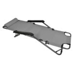 Black Forest Leżak ogrodowy rozkładany z poduszką Szary - imagine 4