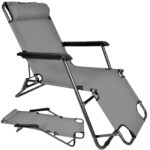 Black Forest Leżak ogrodowy rozkładany z poduszką Szary