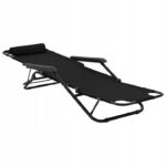 Black Forest Folding Garden Lounge Chair with Cushion, Black - imagine 5