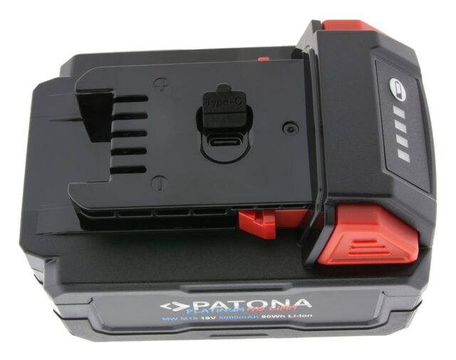 PATONA Platinum 18V Battery for Milwaukee M18 with USB-C port PD45W Black - imagine 5