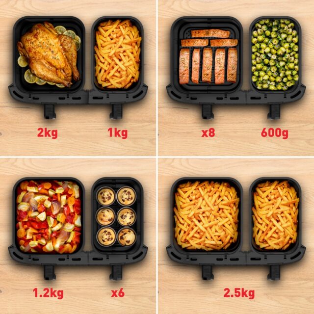 Tefal Easy Fry Dual XXL EY942HE0 fryer Double 11 L Stand-alone 2020 W Hot air fryer Grey - imagine 4