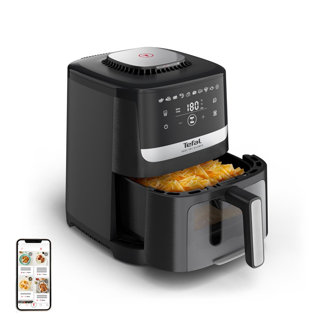 cps-d6bf2a2b454dfc1b0b1c0094ceed5b17-2026-02-28-15-11-17 Tefal Easy Fry Silence EY5568E0 fryer Single 5 L Stand-alone Hot air fryer Black Stainless steel - imagine 1