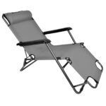 Black Forest Leżak ogrodowy rozkładany z poduszką Szary - imagine 3