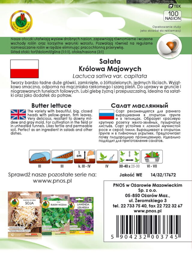 PNOS Nasiona otoczkowane | Sałata Głowiasta Masłowa Królowa Majowych | Opakowanie 100szt. - imagine 3