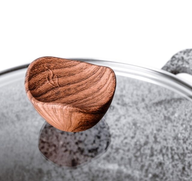 PROMIS Set of pots GRANITE  saucepan 16 cm  pots 20 24 28 brown handles - imagine 4