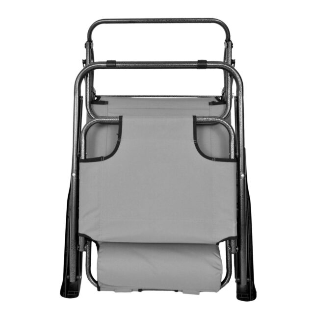 Black Forest Leżak ogrodowy rozkładany z poduszką Szary - imagine 5