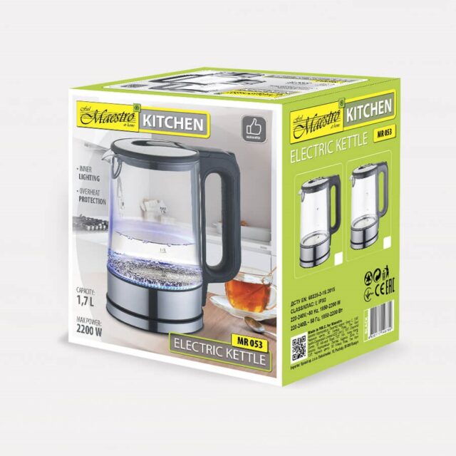 MAESTRO MR-053 electric kettle 1.7 L 2200 W (MR-053-GREY) Grey - imagine 4