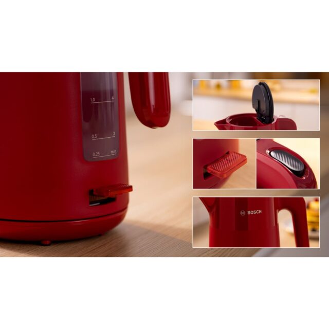 Bosch TWK2M164 electric kettle 1.7 L 2400 W Black  Grey  Red - imagine 2