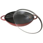 Staub cast iron wok with lid - Red  37 cm - imagine 2