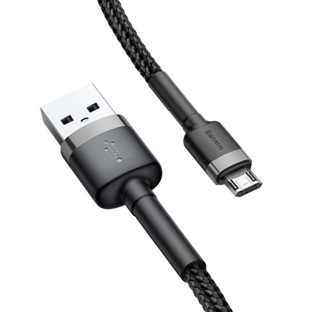 Cablu Date si Incarcare Baseus, Cafule CAMKLF-BG1, USB la MicroUSB, 1m, 2.4A, Negru Gri - imagine 4