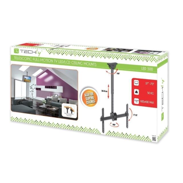Techly 37-70 Telescopic Ceiling Universal LED TV LCD Support  ICA-CPLB 946S - imagine 2