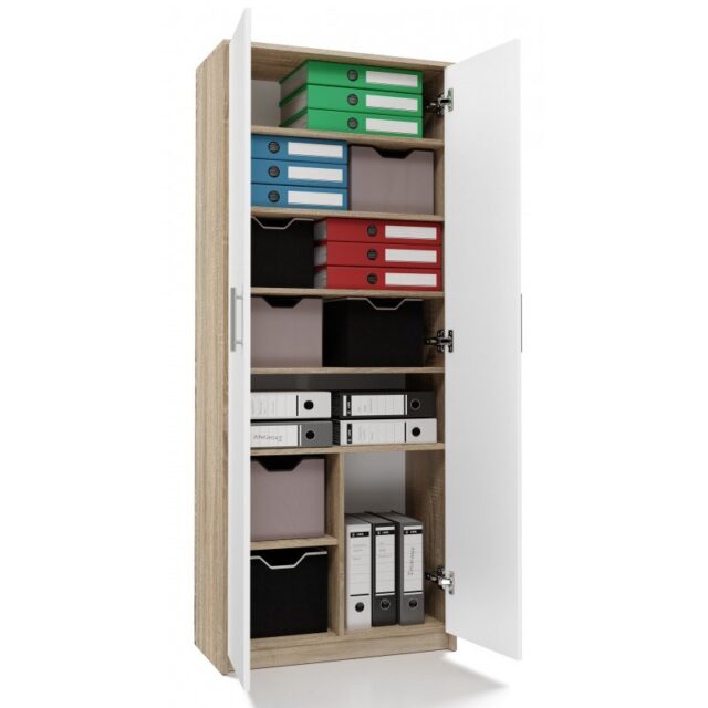 Filing cabinet OLIV 2D 74x35x180 cm  Sonoma/White - imagine 6