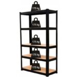 Topeshop REGAŁ P9030 CZARNY garden tool storage rack Freestanding Galvanized steel  MDF - imagine 10