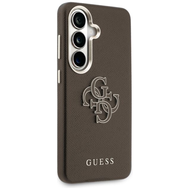 Guess PU 4G Resin Metal Logo Zadní Kryt pro Samsung Galaxy S26+ Brown - imagine 4