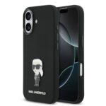 Karl Lagerfeld Liquid Silicone Metal Ikonik Zadní Kryt pro iPhone 17 Black