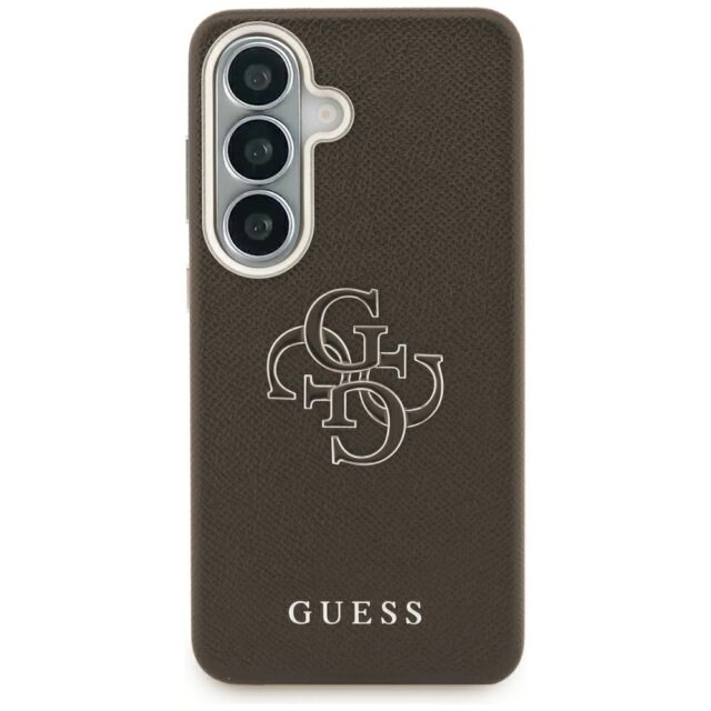 Guess PU 4G Resin Metal Logo Zadní Kryt pro Samsung Galaxy S26 Brown - imagine 3