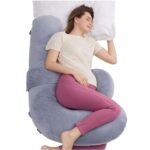 MOMCOZY PP007 F SHAPED PREGNANCY PILLOW VELVET GREY