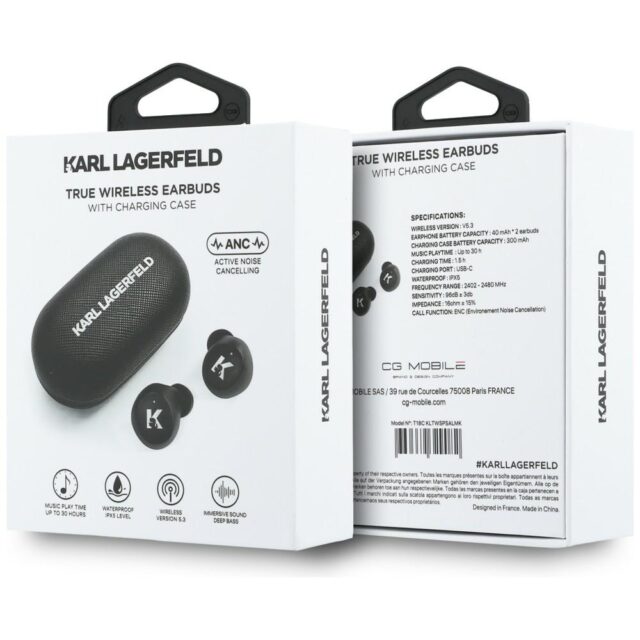 Earphone TWS Karl Lagerfeld Saffiano    Logo ENC black - imagine 5