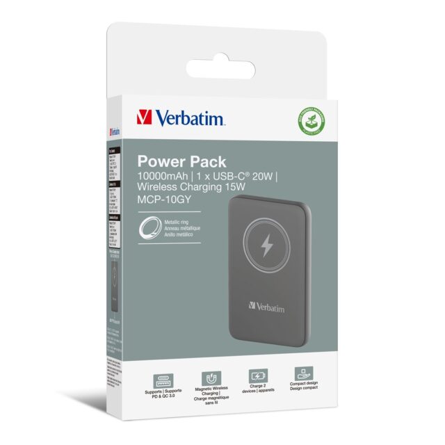 Verbatim Charge 'n' Go Magnetic Wireless Power Bank 10000mAh Grey - imagine 5