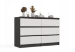 M6 MALWA CHEST OF DRAWERS 120 CM 6 DRAWERS ANTHRACITE/WHITE - imagine 2