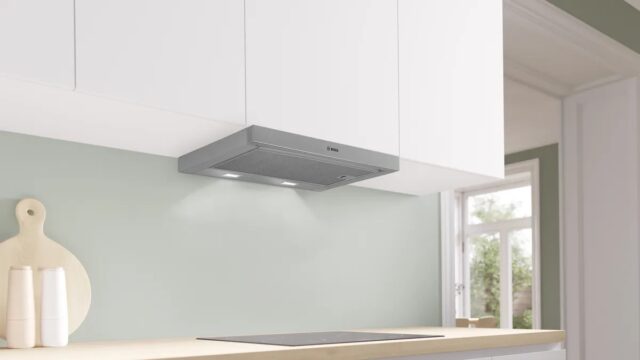 Bosch Serie 2 DFM064W55 cooker hood Semi built-in (pull out) Metallic  Silver 394 m3/h - imagine 3