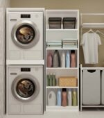POLA TWIN WHITE WASHING MACHINE AND DRYER CABINET - imagine 7