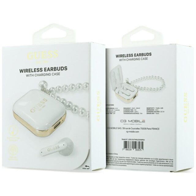 Earphones TWS Guess Pearl Strap white - imagine 5
