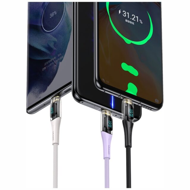 Cable USAMS Shadow Series US-SJ591 PD 100W with display USB-C to USB-C 2m black - imagine 6