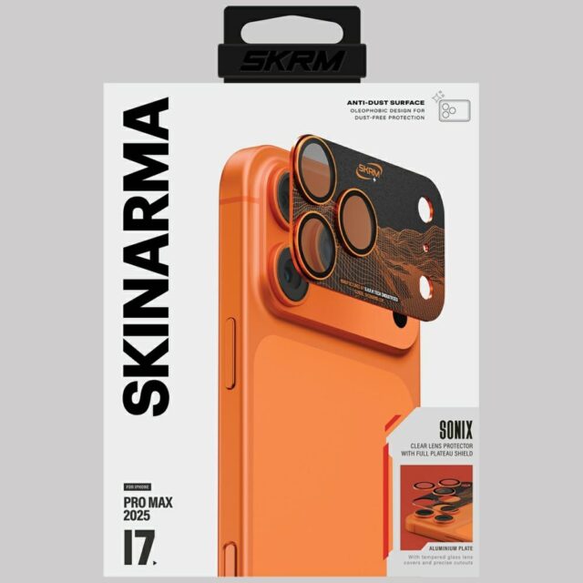 Camera Lens Glass Skinarma Sonix Full Aluminium for iPhone 17 Pro Max orange - imagine 4