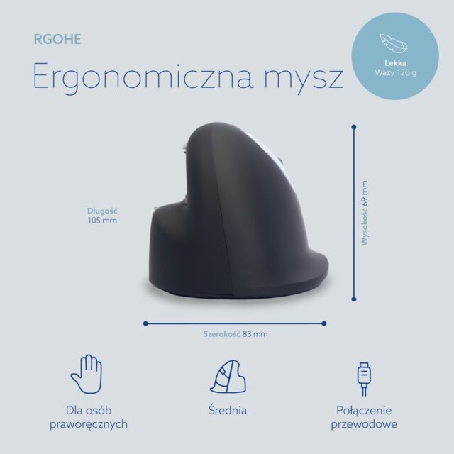 R-Go HE ergonomic mouse right USB medium black ret - imagine 5
