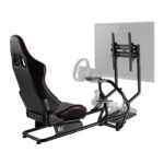 NanoRS RS160 Gaming Chair Racing Simulator Stand 3 in 1 PC Console Gamers Synthetic Leather Cover Steering Wheel Stand TV Bracket Up to 50  Max. Vesa 400x400 - imagine 4