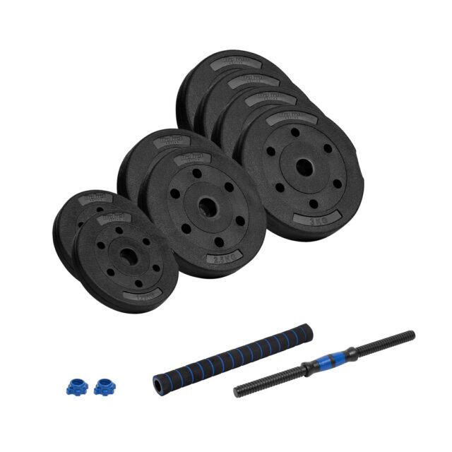 REBEL ACTIVE Adjustable bituminous dumbbell with connector 1x20kg - imagine 2