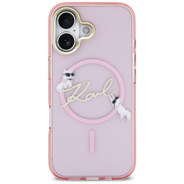 Case Karl Lagerfeld IML Choupettes Karl  Script Logo MagSafe for iPhone 17 pink - imagine 3