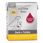 PLATINUM Menu Adult Duck+Turkey  - wet dog food - 375g