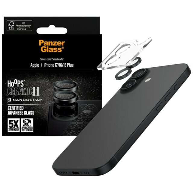 PanzerGlass Hoops Ceramic II lens glass for iPhone 17 / 16 / 16 Plus - imagine 4