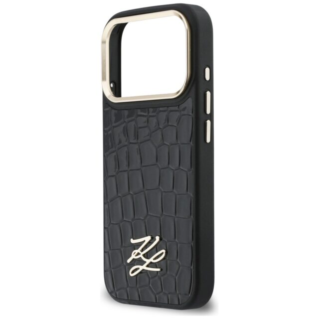 Etui Karl Lagerfeld Croco KL Script Logo  MagSafe do iPhone 17 Pro czarny - imagine 6