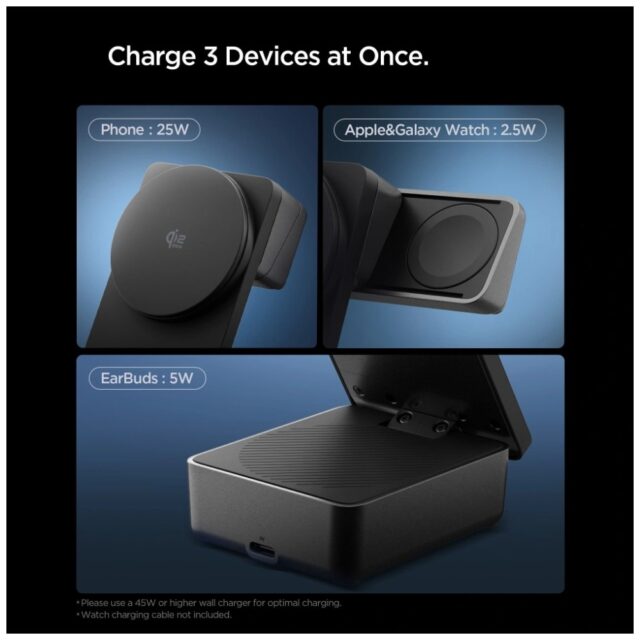 Ładowarka indukcyjna Spigen Essential     EF323MQ 3w1 25W Qi2.2 MagSafe czarny - imagine 8