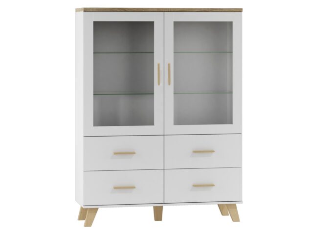 Cama display cabinet LOTTA 2D4D white + sonoma oak - imagine 5