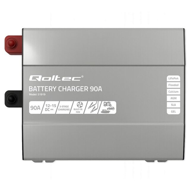 Qoltec Smart Professional Monolith Battery Charger for LiFePO4 AGM GEL SLA batteries | 90A | 12V | Fast charging - imagine 4