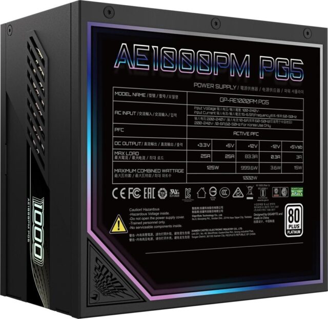 Power Supply Gigabyte Aorus Elite Platinum ATX 3.1 1000W - imagine 2