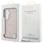 Case Guess Saffiano Peony Embossed Ring  MagSafe for Samsung Galaxy S26 pink - imagine 8