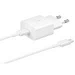 EP-T1510EWE + EP-DA705BWE Samsung 15W Cestovní nabíječka + USB-C/USB-C Datový Kabel White (OOB Bulk)