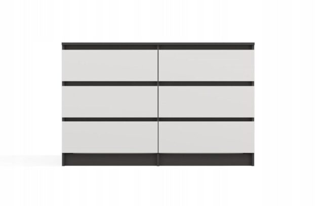 M6 MALWA CHEST OF DRAWERS 120 CM 6 DRAWERS ANTHRACITE/WHITE - imagine 4