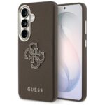 Guess PU 4G Resin Metal Logo Zadní Kryt pro Samsung Galaxy S26+ Brown