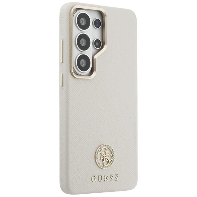 Case Guess Rhinestone Round Logo MagSafe for Samsung Galaxy S26 Ultra beige - imagine 4